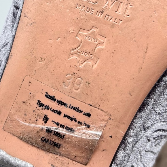 Lewit Gabriella Loafer Gray Embossed Velvet Size 39 - Picture 8 of 8